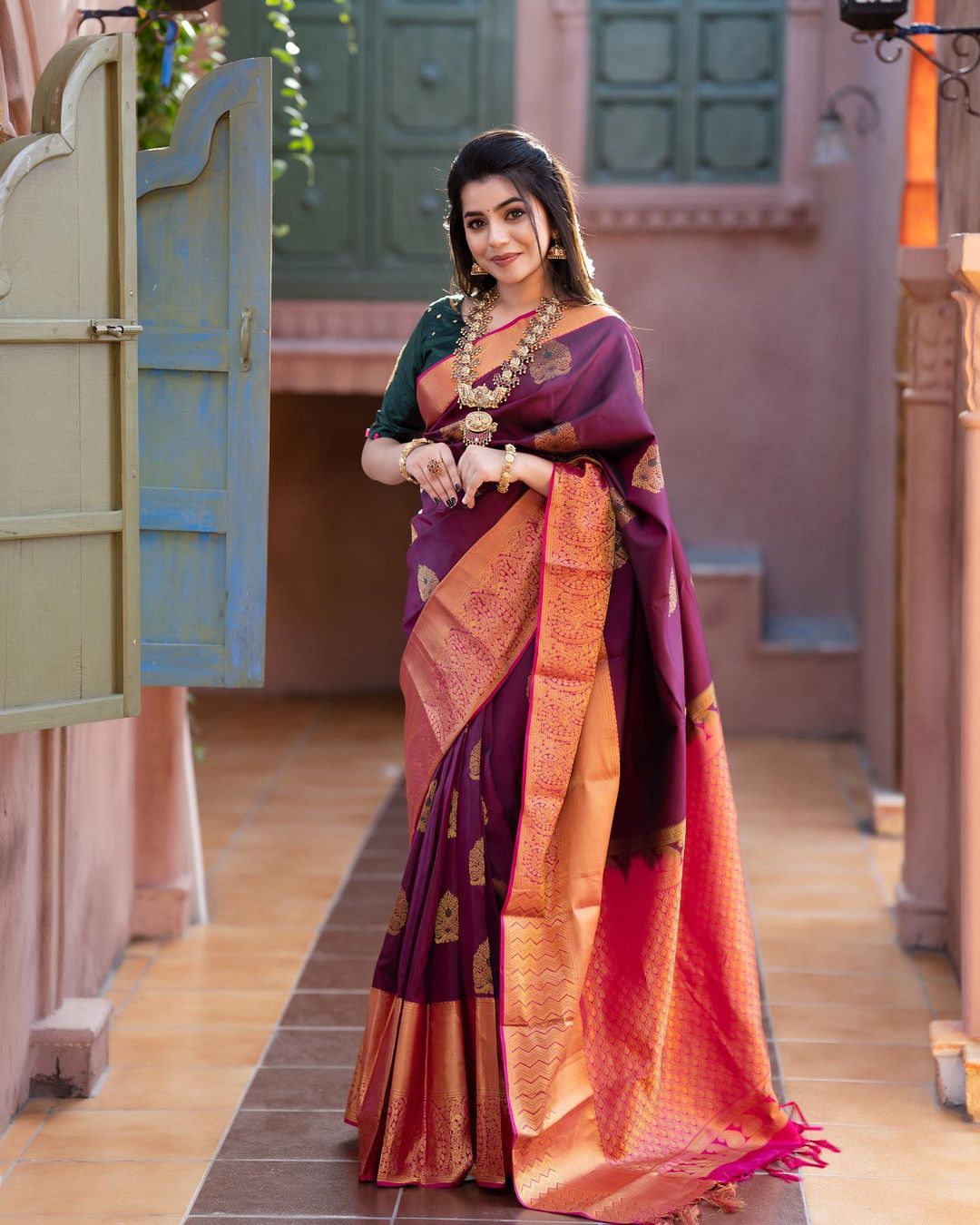 Exquisite Wine Soft Silk Saree With Invaluable Blouse Piece