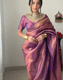 Captivating 1-Minute Ready To Wear Purple Kanjivaram Silk Saree