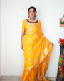 Designer 1-Minute Ready To Wear Yellow Cotton Silk Saree